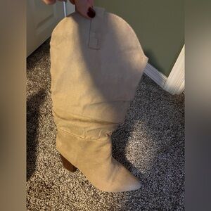 Beige Slouchy Boots